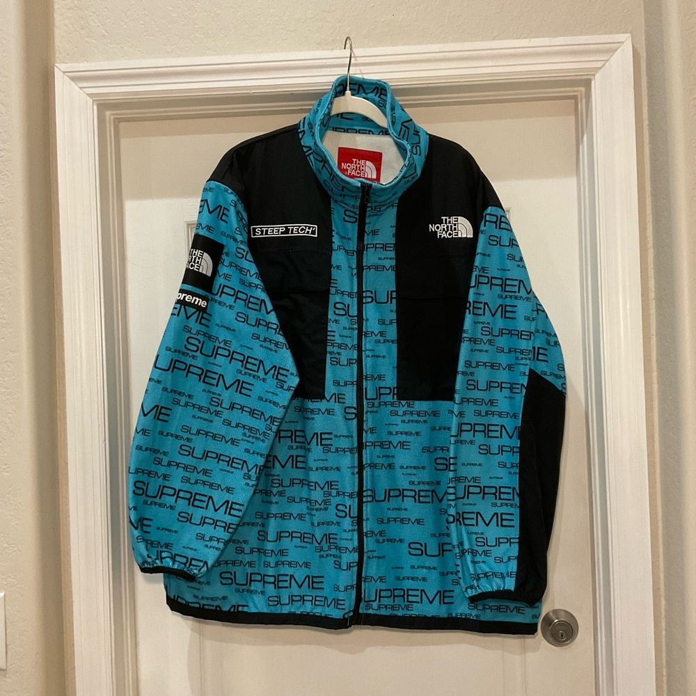 The North Face x Supreme Teal and Black Logo Jacket